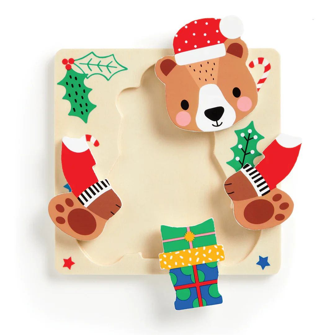 ENSEMBLE DE 4 CASSE-TÊTES EN BOIS "AMIS FESTIFS DE NOËL" – Image 2