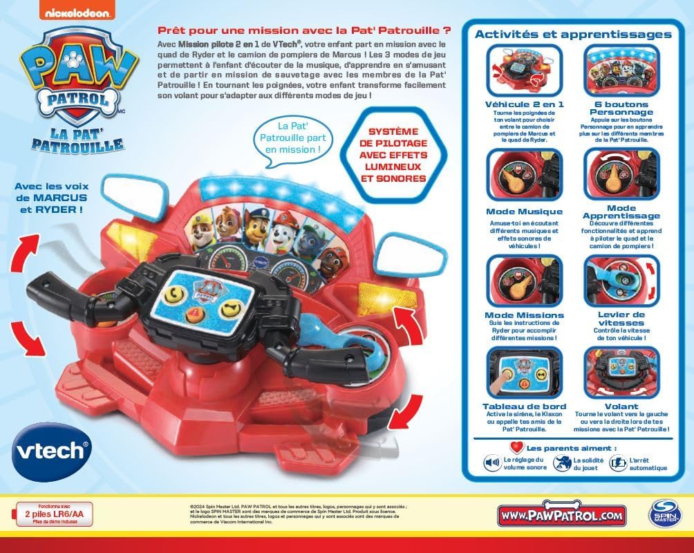 VTech la Pat’ Patrouille, Mission Pilote 2 en 1, Simulateur de Conduite – Image 8