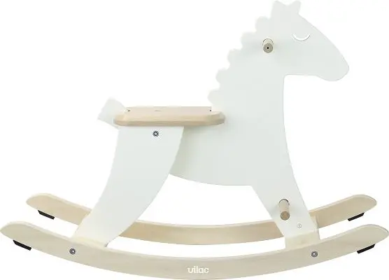 Hudada cheval a bascule en bois ivoire avec arceau – Image 2