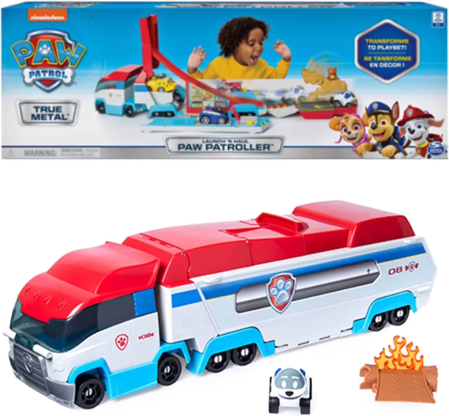 Camion Pat Patrouilleur 2 en 1 True Metal, Véhicule avec Circuit, Voiture